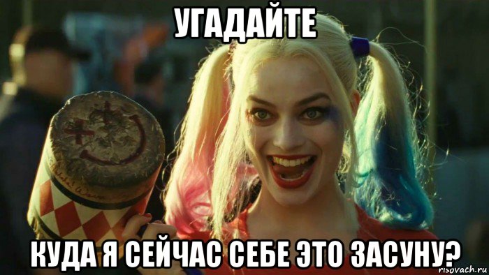 угадайте куда я сейчас себе это засуну?, Мем    Harley quinn