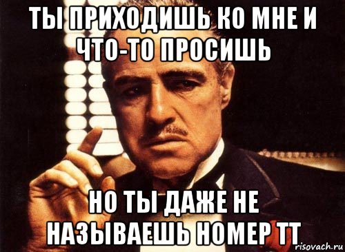 ты приходишь ко мне и что-то просишь но ты даже не называешь номер тт, Мем крестный отец