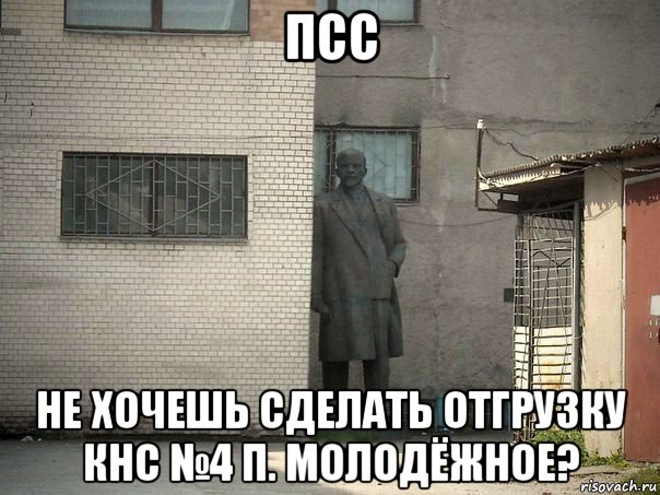 псс не хочешь сделать отгрузку кнс №4 п. молодёжное?, Мем  Ленин за углом (пс, парень)