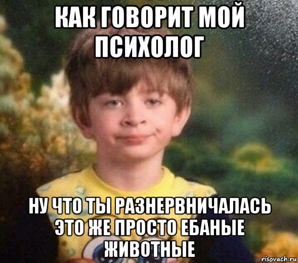 как говорит мой психолог ну что ты разнервничалась это же просто ебаные животные, Мем Недовольный пацан