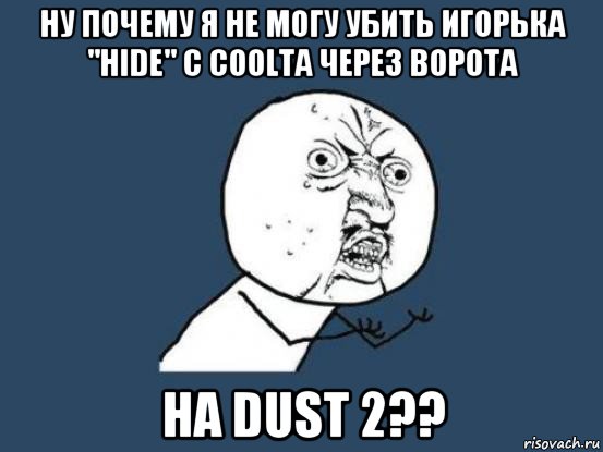 ну почему я не могу убить игорька "hidе" с coolta через ворота на dust 2??, Мем Ну почему