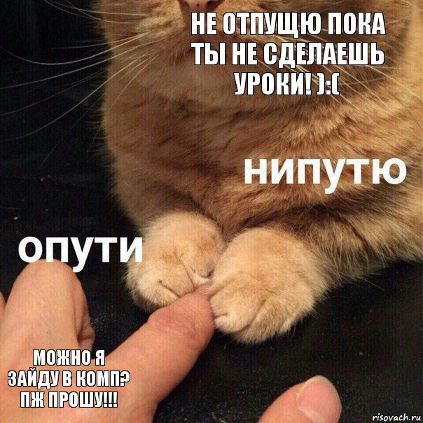 не отпущю пока ты не сделаешь уроки! ):( можно я зайду в Комп? Пж прошу!!!, Комикс Опути нипутю