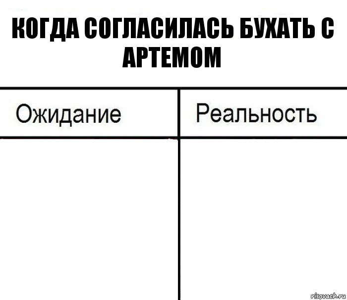 Когда согласилась бухать с Артемом  , Комикс  Ожидание - реальность