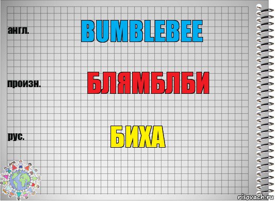 bumblebee блямблби биха, Комикс  Перевод с английского