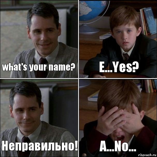 what's your name? E...Yes? Неправильно! A...No..., Комикс Петрович и Петров