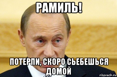 рамиль! потерпи, скоро сьебешься домой, Мем путин