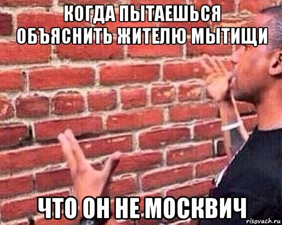 когда пытаешься объяснить жителю мытищи что он не москвич, Мем разговор со стеной