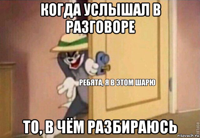 когда услышал в разговоре то, в чём разбираюсь, Мем    Ребята я в этом шарю