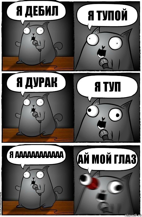 я дебил я тупой я дурак я туп я аааааааааааа ай мой глаз, Комикс  Стендап-кот