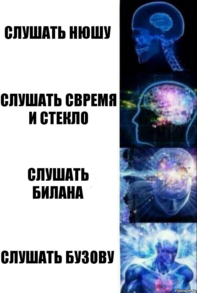 слушать Нюшу слушать свремя и стекло слушать Билана слушать Бузову, Комикс  Сверхразум