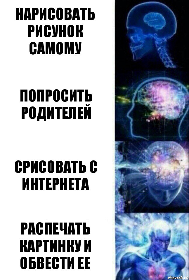 Нарисовать рисунок самому Попросить родителей Срисовать с интернета Распечать картинку и обвести ее, Комикс  Сверхразум