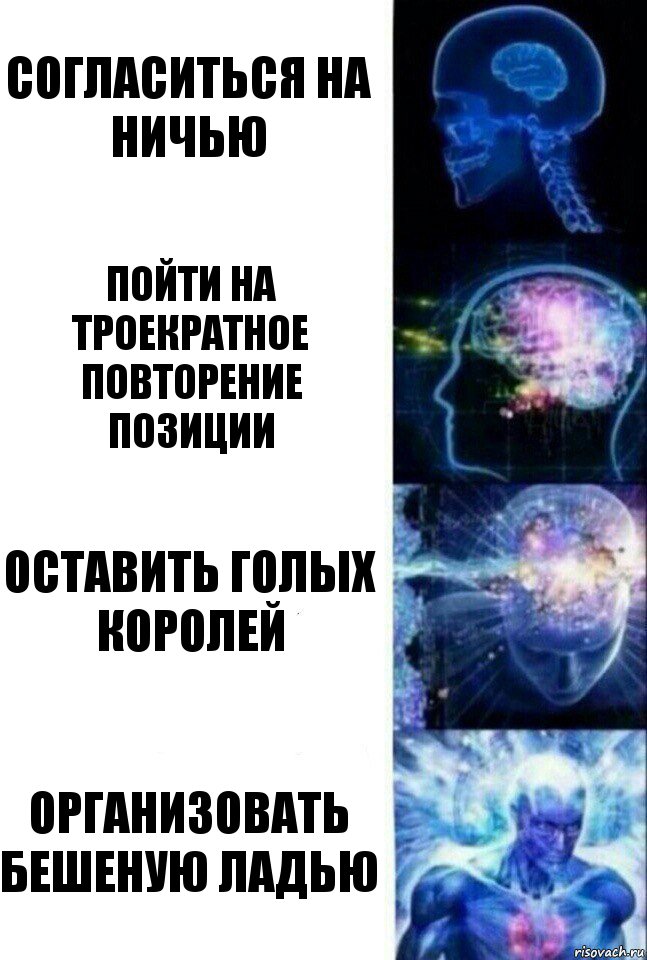 Согласиться на ничью Пойти на троекратное повторение позиции Оставить голых королей Организовать бешеную ладью, Комикс  Сверхразум