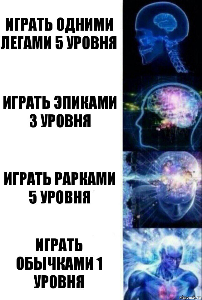 Играть одними легами 5 уровня Играть эпиками 3 уровня Играть рарками 5 уровня играть обычками 1 уровня, Комикс  Сверхразум