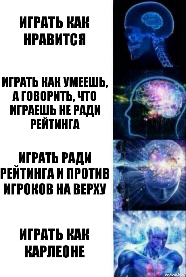 играть как нравится играть как умеешь, а говорить, что играешь не ради рейтинга Играть ради рейтинга и против игроков на верху играть как Карлеоне, Комикс  Сверхразум