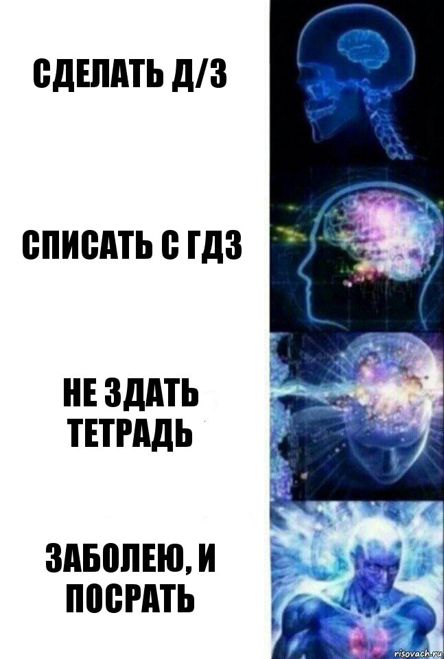 Сделать Д/З Списать с ГДЗ Не здать тетрадь Заболею, и посрать, Комикс  Сверхразум