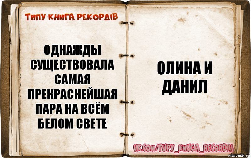 Однажды существовала самая прекраснейшая пара на всём белом свете Олина и Данил, Комикс  Типу книга рекордв