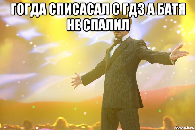 гогда списасал с гдз а батя не спалил , Мем Тони Старк (Роберт Дауни младший)