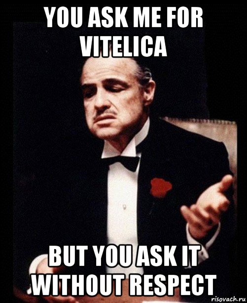 you ask me for vitelica but you ask it without respect, Мем ты делаешь это без уважения