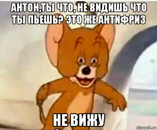 антон,ты что, не видишь что ты пьешь? это же антифриз не вижу, Мем Упоротый джерри