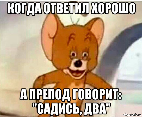 когда ответил хорошо а препод говорит: "садись, два", Мем Упоротый джерри