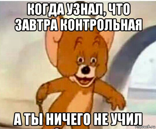 когда узнал, что завтра контрольная а ты ничего не учил, Мем Упоротый джерри