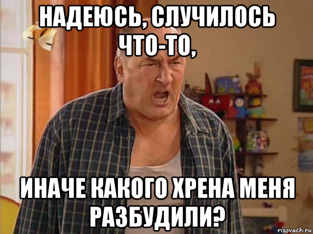 надеюсь, случилось что-то, иначе какого хрена меня разбудили?, Мем Николай Воронин