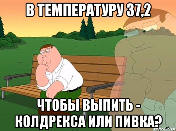 в температуру 37,2 чтобы выпить - колдрекса или пивка?, Мем Задумчивый Гриффин