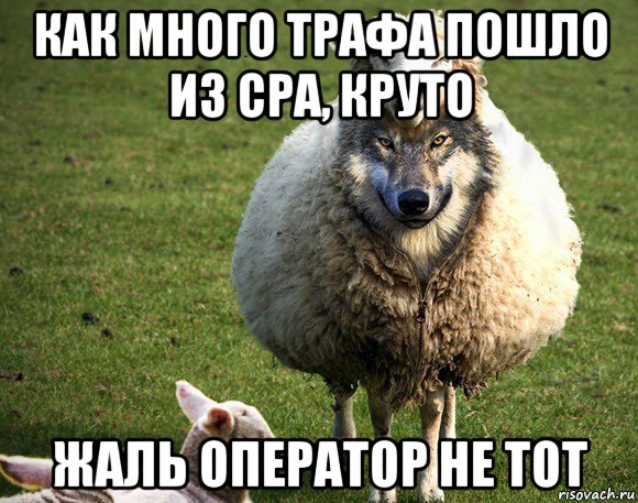 как много трафа пошло из cpa, круто жаль оператор не тот, Мем Злая Овца