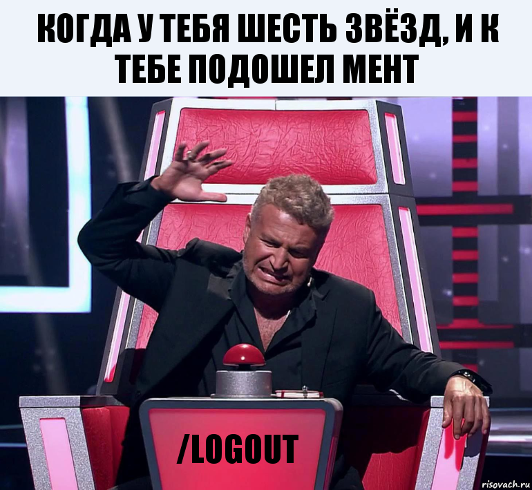 Когда у тебя шесть звёзд, и к тебе подошел мент /logout, Комикс  Агутин