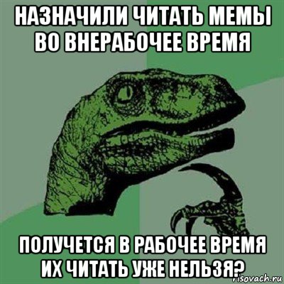 назначили читать мемы во внерабочее время получется в рабочее время их читать уже нельзя?, Мем Филосораптор