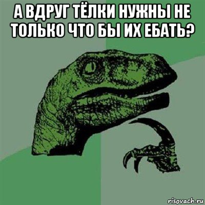 а вдруг тёлки нужны не только что бы их ебать? , Мем Филосораптор