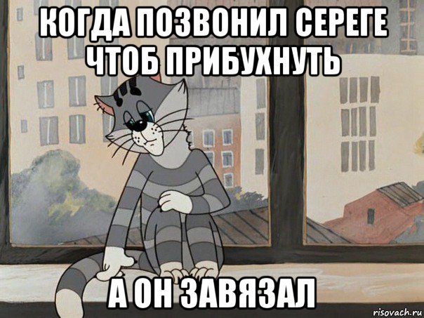 когда позвонил сереге чтоб прибухнуть а он завязал, Мем Матроскин