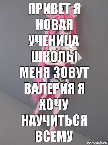 привет я новая ученица школы меня зовут валерия я хочу научиться всему