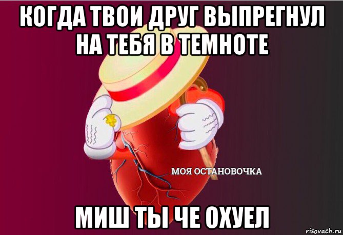 когда твои друг выпрегнул на тебя в темноте миш ты че охуел, Мем   Моя остановочка