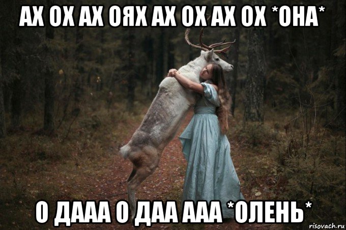 ах ох ах оях ах ох ах ох *она* о дааа о даа ааа *олень*, Мем Наивный Олень шаблон 5