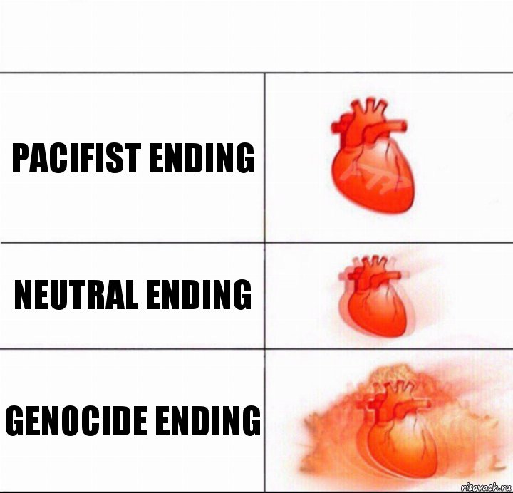 pacifist ending neutral ending genocide ending, Комикс  Расширяюшее сердце