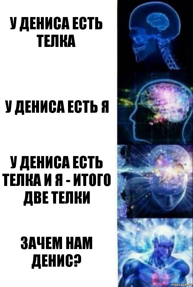 У Дениса есть телка У Дениса есть я У Дениса есть телка и я - итого две телки Зачем нам Денис?, Комикс  Сверхразум