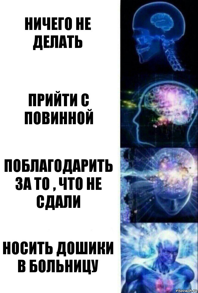 Ничего не делать Прийти с повинной Поблагодарить за то , что не сдали Носить дошики в больницу, Комикс  Сверхразум