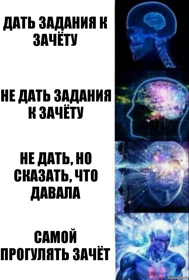 Дать задания к зачёту Не дать задания к зачёту Не дать, но сказать, что давала Самой прогулять зачёт, Комикс  Сверхразум