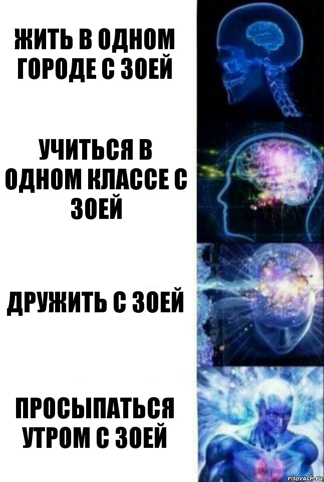 жить в одном городе с Зоей учиться в одном классе с Зоей дружить с Зоей Просыпаться утром с зОЕЙ, Комикс  Сверхразум