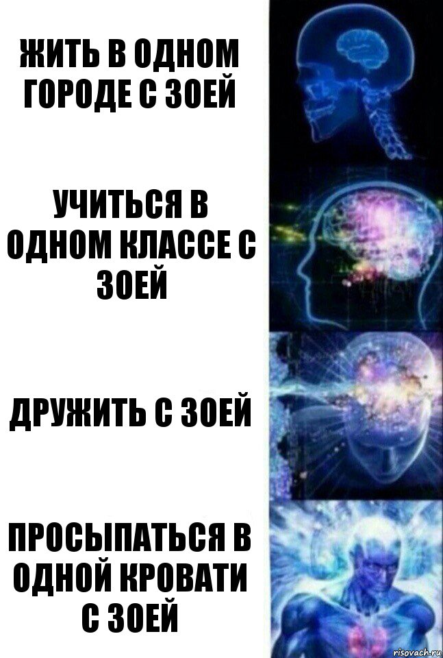 жить в одном городе с Зоей учиться в одном классе с Зоей дружить с Зоей Просыпаться В ОДНОЙ КРОВАТИ с зОЕЙ, Комикс  Сверхразум