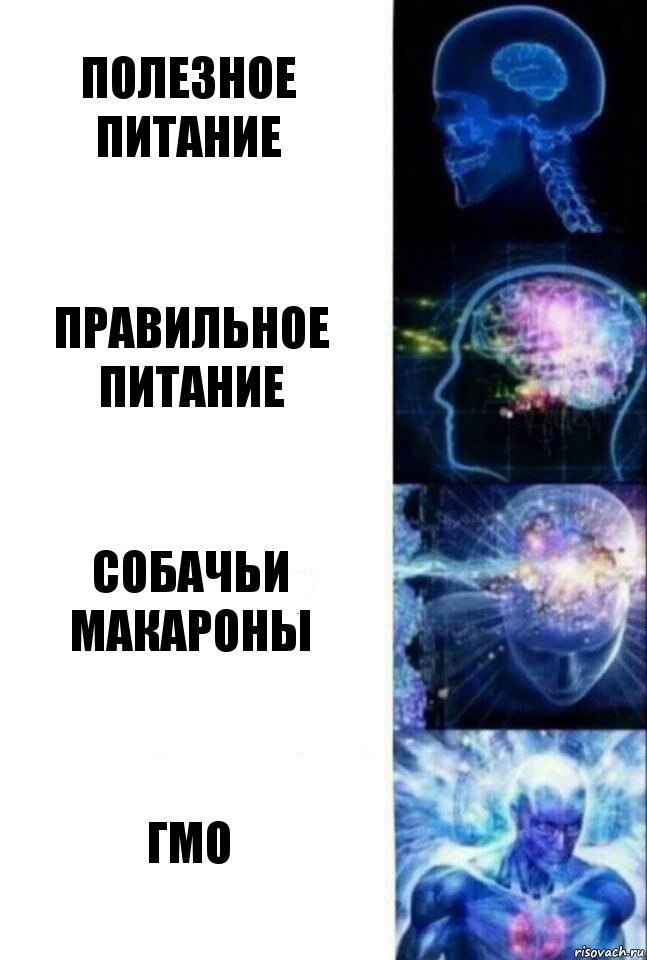 Полезное питание правильное питание собачьи макароны ГМО, Комикс  Сверхразум