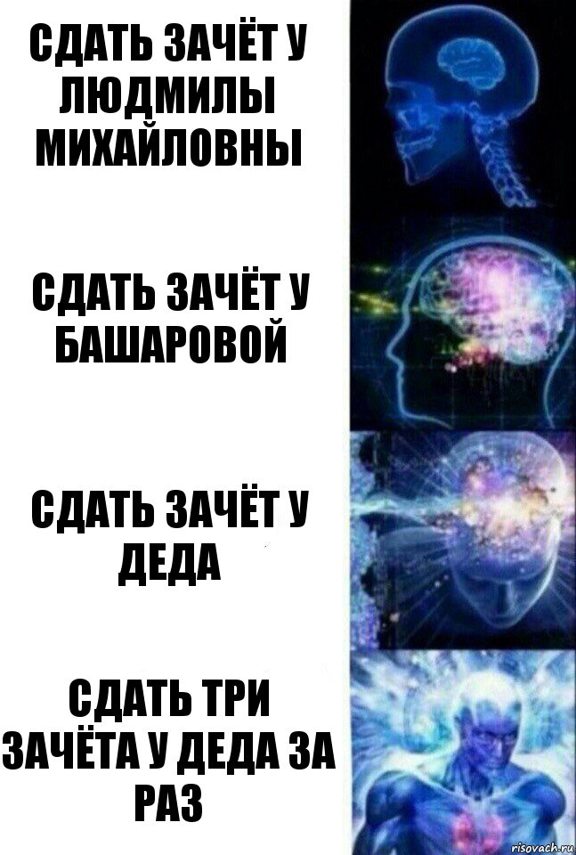 сдать зачёт у Людмилы Михайловны сдать зачёт у Башаровой Сдать зачёт у деда Сдать три зачёта у деда за раз, Комикс  Сверхразум