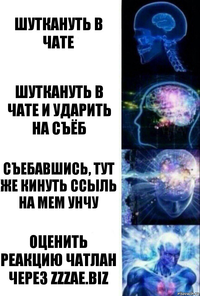 шуткануть в чате шуткануть в чате и ударить на съёб съебавшись, тут же кинуть ссыль на мем унчу оценить реакцию чатлан через zzzae.biz, Комикс  Сверхразум