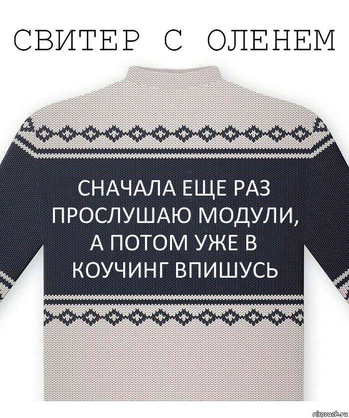 сначала еще раз прослушаю модули, а потом уже в коучинг впишусь, Комикс  Свитер с оленем