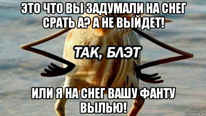 это что вы задумали на снег срать а? а не выйдет! или я на снег вашу фанту вылью!, Мем  Так блэт