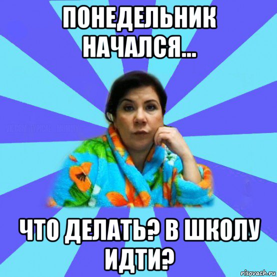 понедельник начался... что делать? в школу идти?, Мем типичная мама