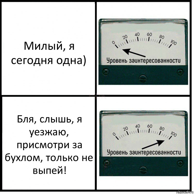 Милый, я сегодня одна) Бля, слышь, я уезжаю, присмотри за бухлом, только не выпей!, Комикс Уровень заинтересованности