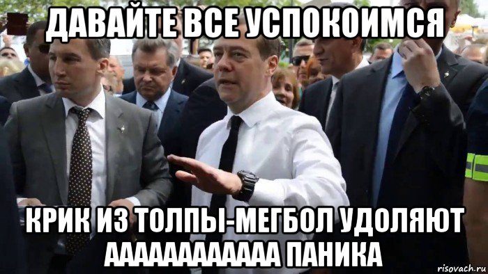 давайте все успокоимся крик из толпы-мегбол удоляют аааааааааааа паника, Мем Всего хорошего