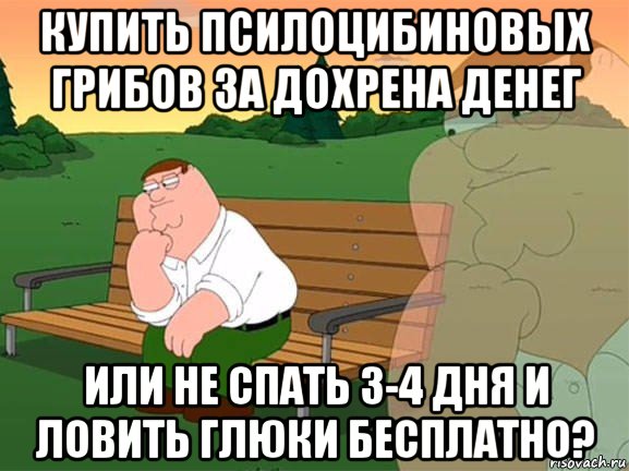 купить псилоцибиновых грибов за дохрена денег или не спать 3-4 дня и ловить глюки бесплатно?, Мем Задумчивый Гриффин